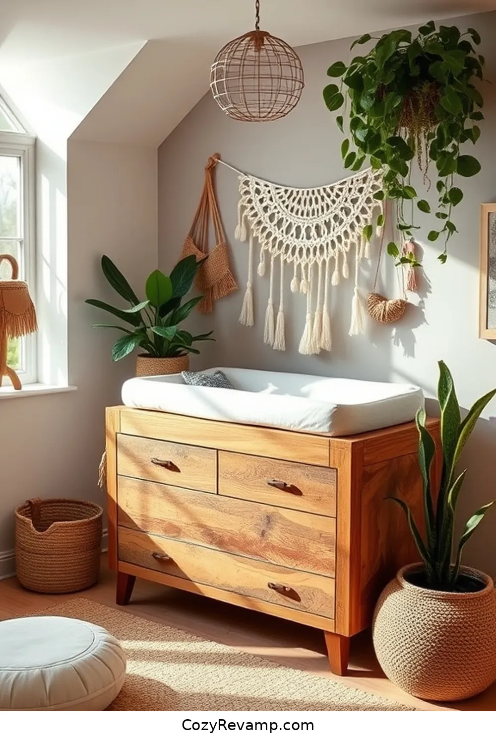 Eco-Friendly Changing Table for 17 Creative Bohemian Nursery Ideas With Reclaimed Materials