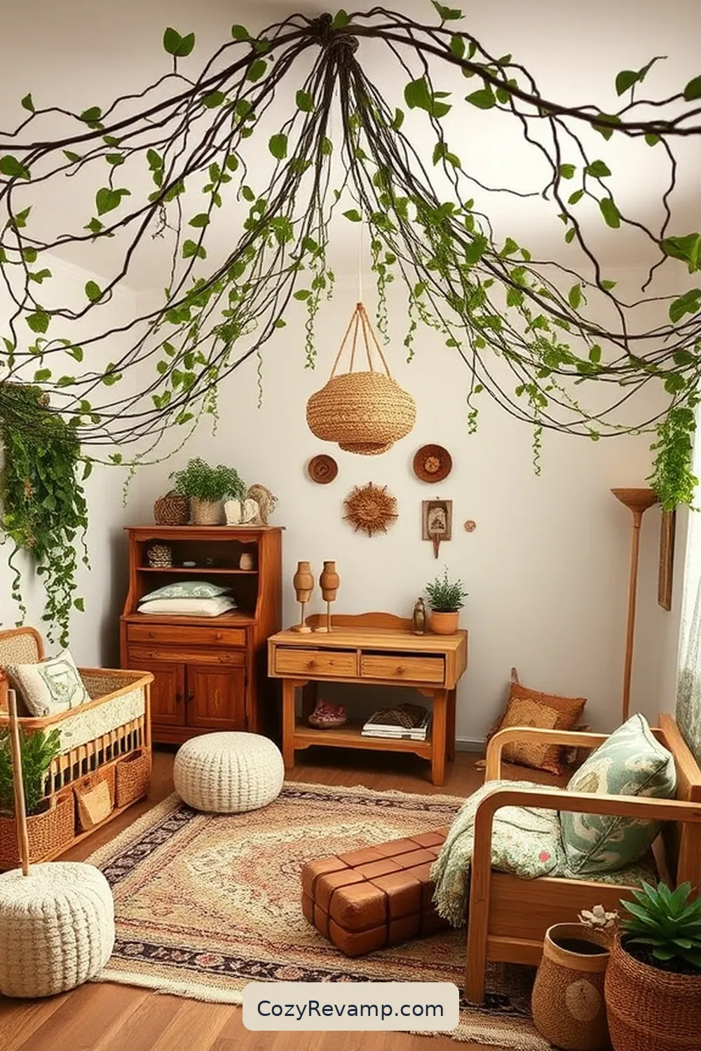 Nature-Inspired Decor With Upcycled Elements for 17 Creative Bohemian Nursery Ideas With Reclaimed Materials