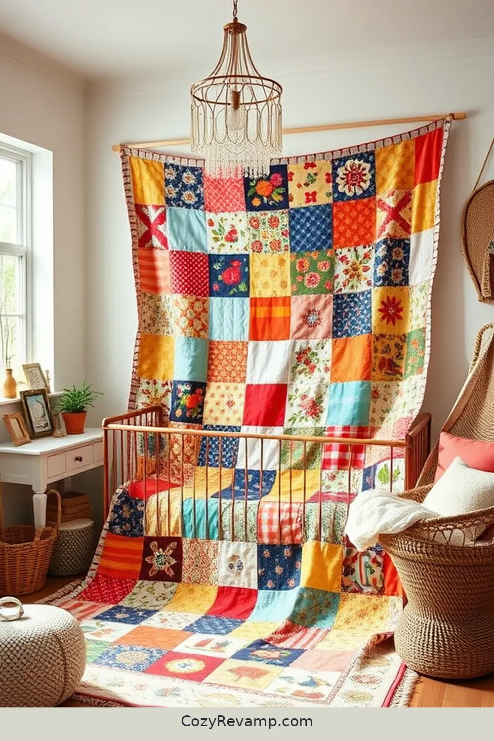 Patchwork Quilts Made From Vintage Fabrics for 17 Creative Bohemian Nursery Ideas With Reclaimed Materials