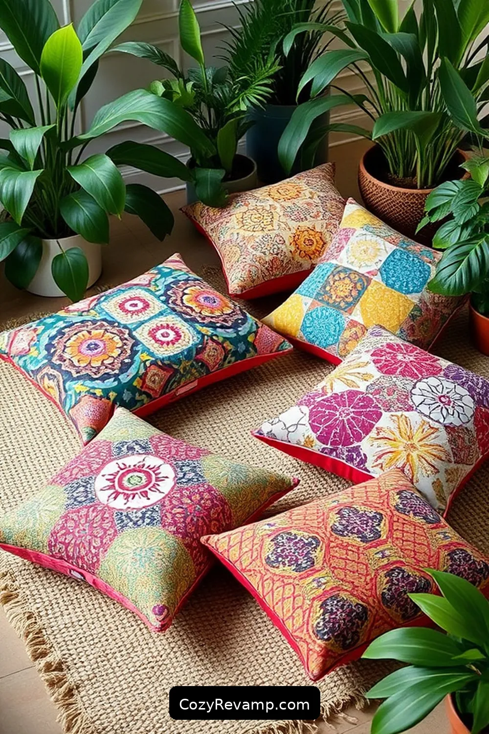 Playful Floor Cushions From Upcycled Textiles for 17 Creative Bohemian Nursery Ideas With Reclaimed Materials