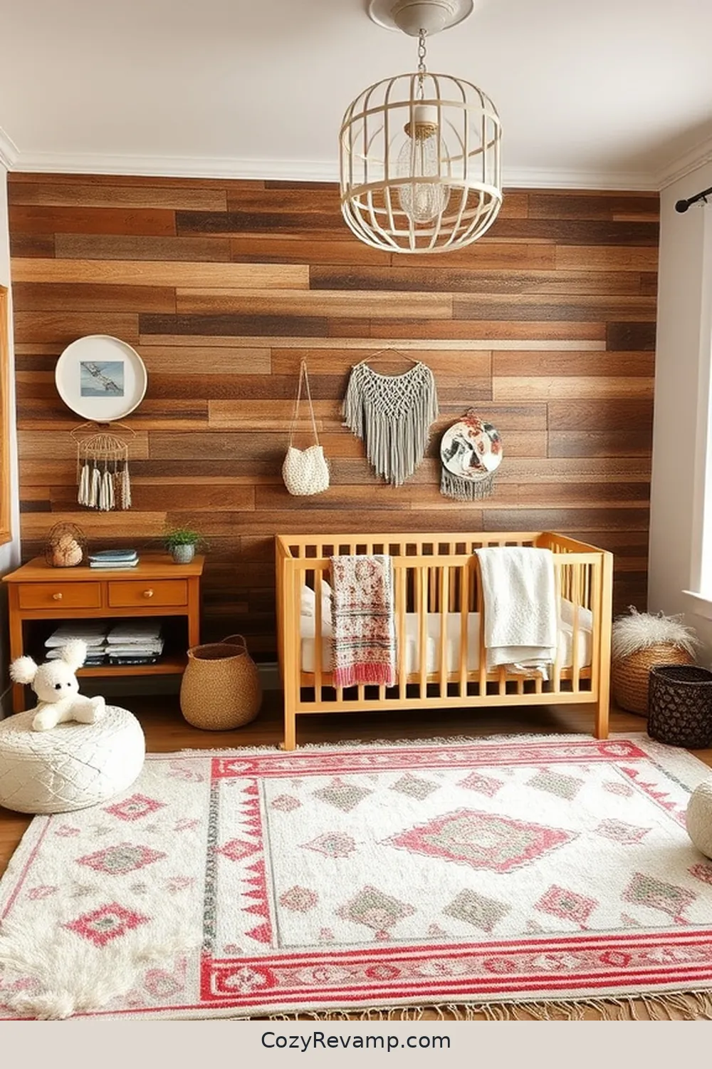 Reclaimed Wood Accent Wall for 17 Creative Bohemian Nursery Ideas With Reclaimed Materials
