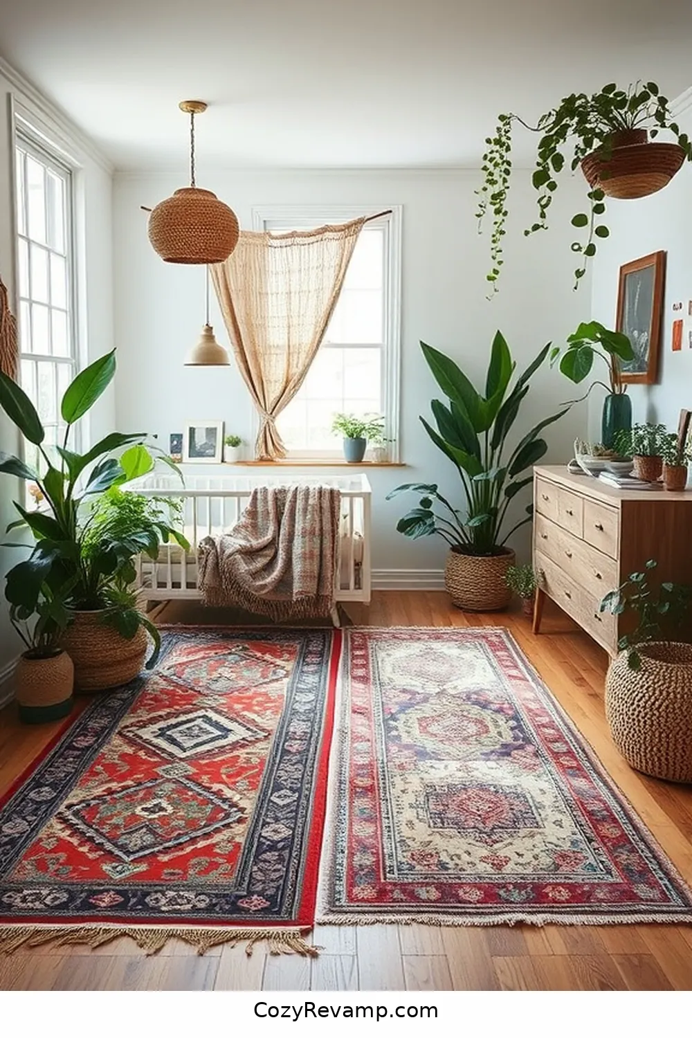 Vintage Rugs for Cozy Floors for 17 Creative Bohemian Nursery Ideas With Reclaimed Materials
