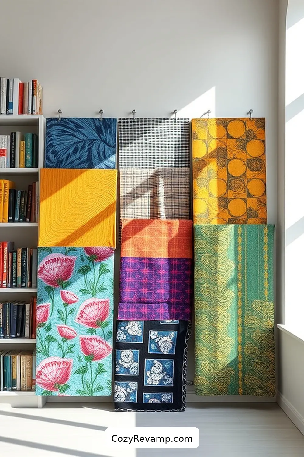 Creative Fabric Display Boards for 17 Creative Ways to Design a Minimalist Library With Upcycled Fabric Materials