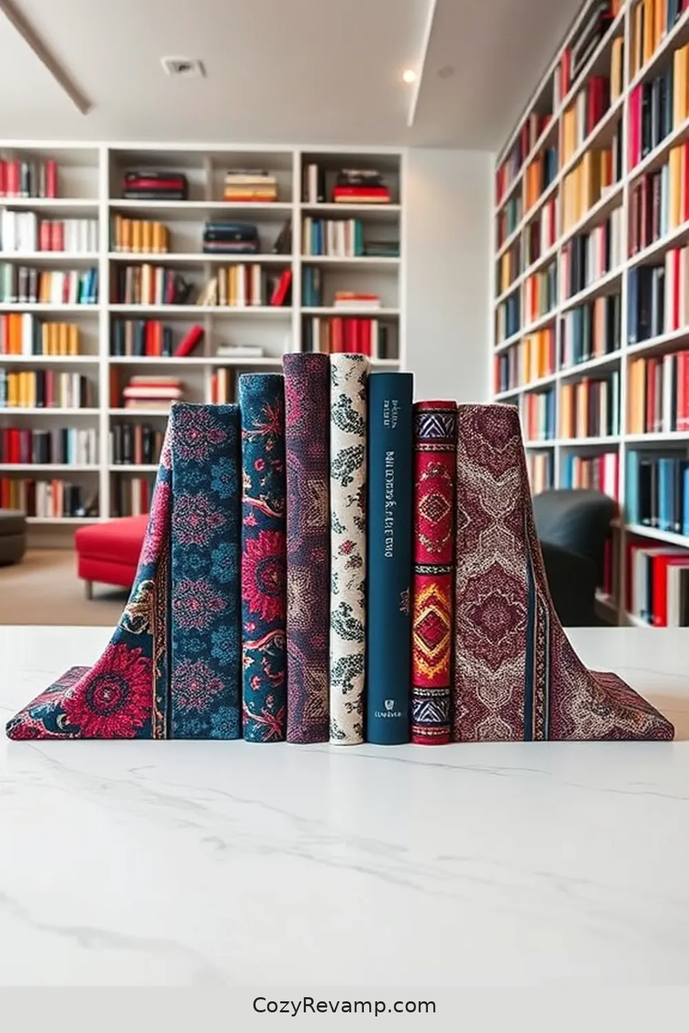 Fabric Bookends With Flair for 17 Creative Ways to Design a Minimalist Library With Upcycled Fabric Materials
