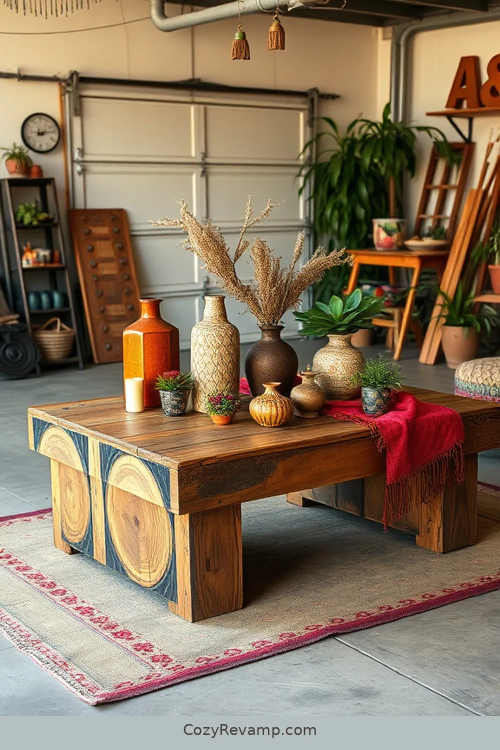 Craft a Unique Coffee Table for 17 Creative Ways to Style a Bohemian Garage With Reclaimed Materials