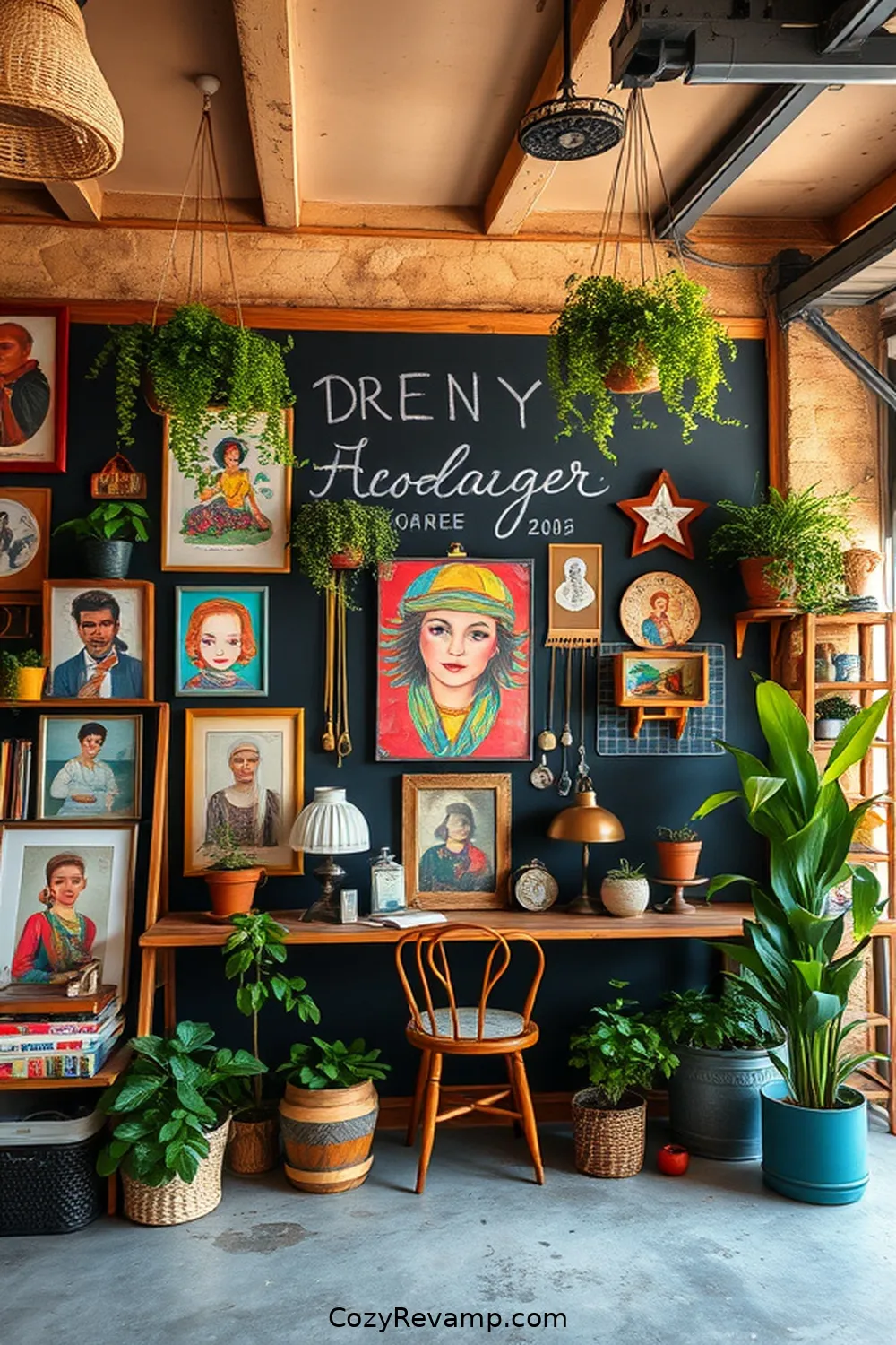 Create a DIY Chalkboard Wall for 17 Creative Ways to Style a Bohemian Garage With Reclaimed Materials