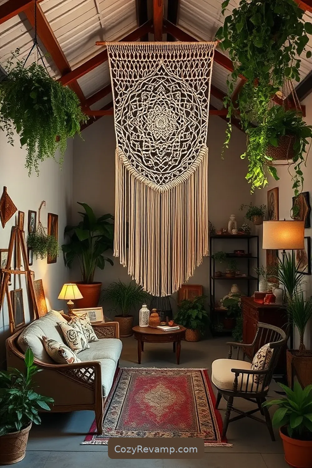 Create a Macramé Wall Hanging for 17 Creative Ways to Style a Bohemian Garage With Reclaimed Materials