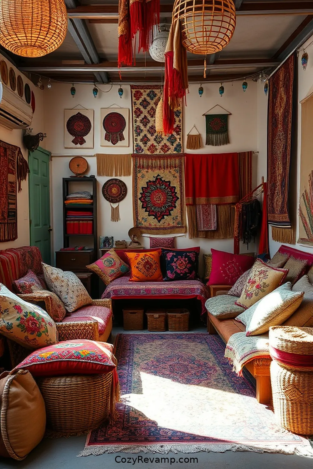Incorporate Colorful Textiles for 17 Creative Ways to Style a Bohemian Garage With Reclaimed Materials