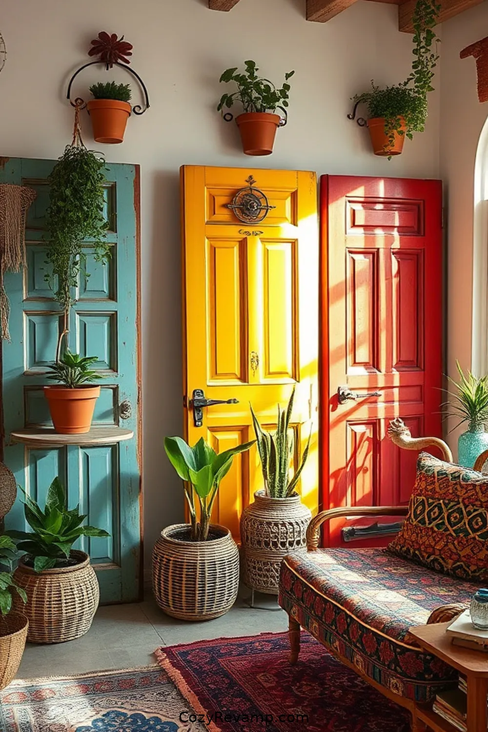 Turn Old Doors Into Decorative Elements for 17 Creative Ways to Style a Bohemian Garage With Reclaimed Materials