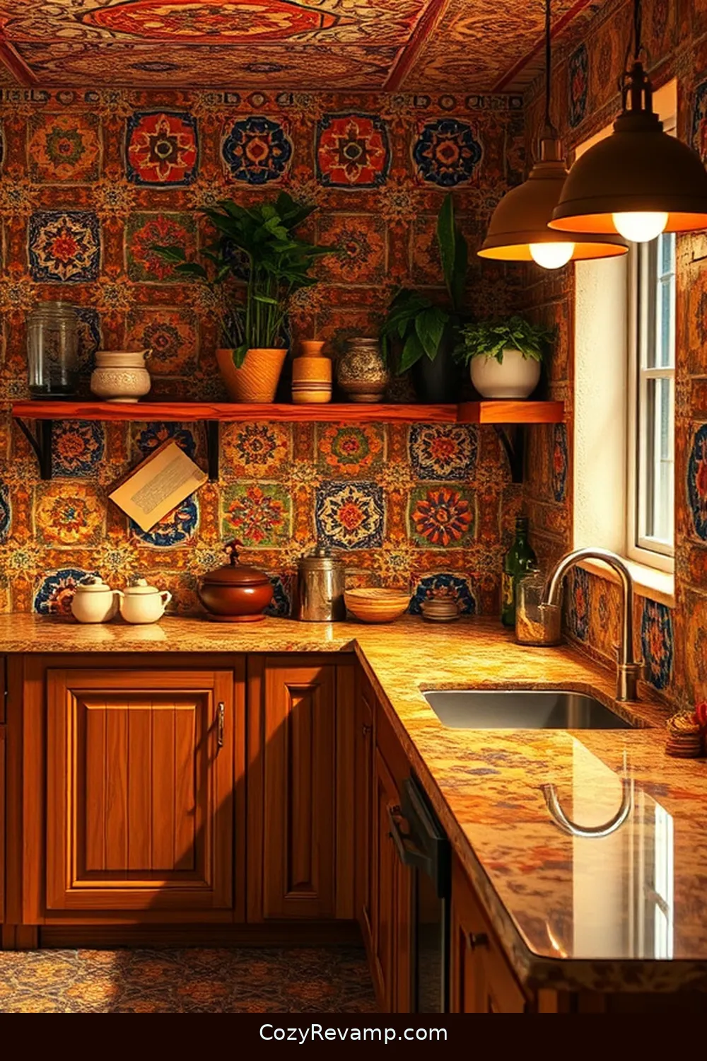 17 Essential Materials for Bohemian Kitchens With Solar Powered Lights 16 Colorful Tiles for 17 Essential Materials for Bohemian Kitchens With Solar Powered Lights