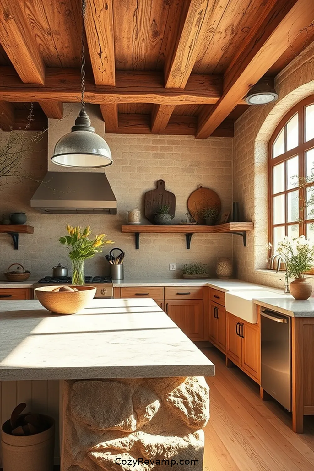 Natural Stone for 17 Essential Materials for Rustic Kitchens With Solar-Powered Lights