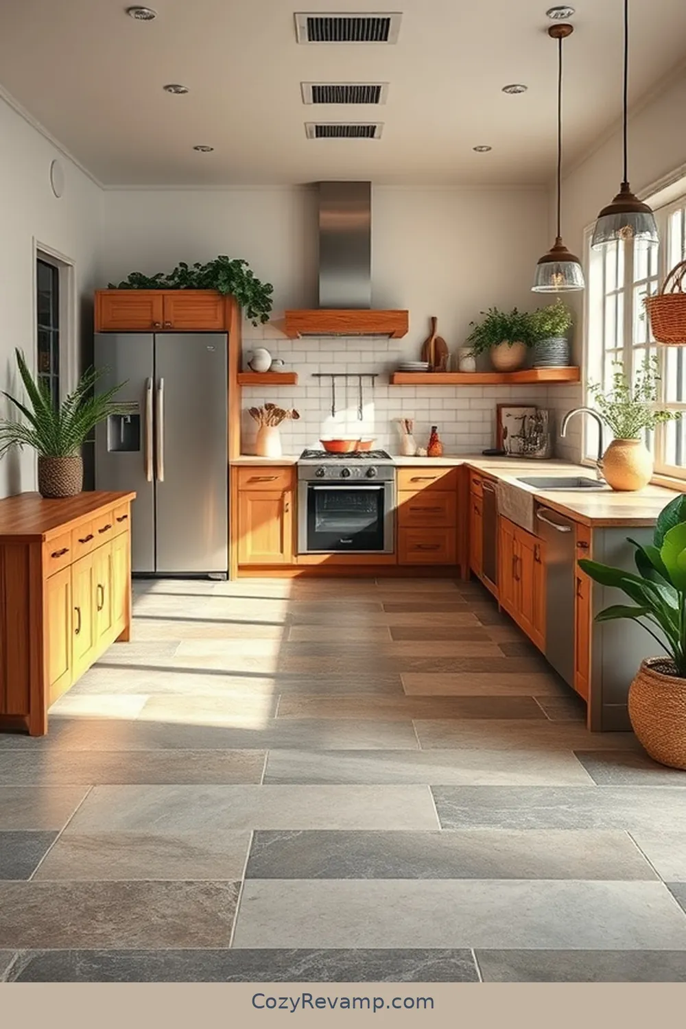 17 Must-Have Materials for a Modern Farmhouse Kitchen With Solar Powered Lights 10 Natural Stone Flooring for 17 Must-Have Materials for a Modern Farmhouse Kitchen With Solar Powered Lights