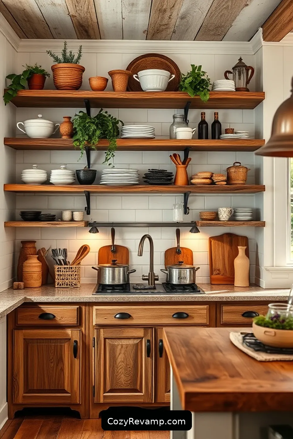 17 Must-Have Materials for a Modern Farmhouse Kitchen With Solar Powered Lights 8 Open Shelving for 17 Must-Have Materials for a Modern Farmhouse Kitchen With Solar Powered Lights