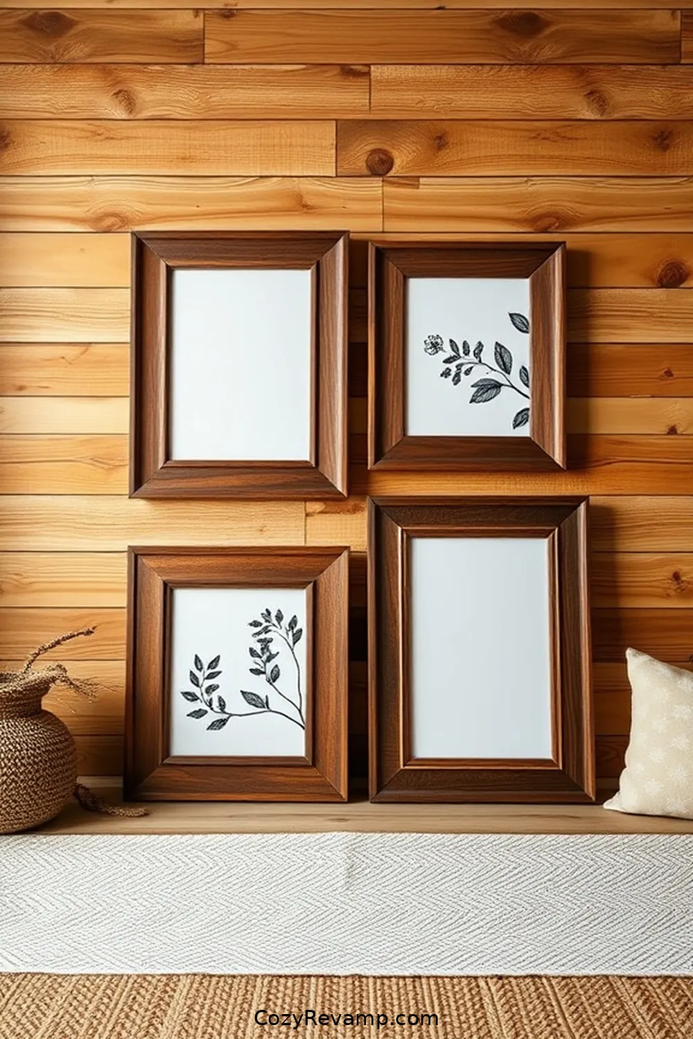 17 Stunning Ideas for a Rustic Bedroom With Recycled Wood Material 12 DIY Wooden Picture Frames for 17 Stunning Ideas for a Rustic Bedroom With Recycled Wood Material