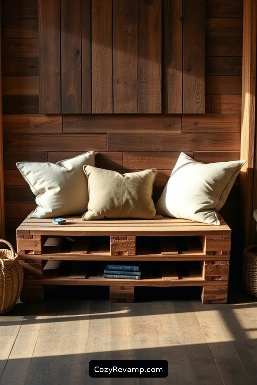 17 Stunning Ideas for a Rustic Bedroom With Recycled Wood Material 10 Pallet Wood Bench for 17 Stunning Ideas for a Rustic Bedroom With Recycled Wood Material