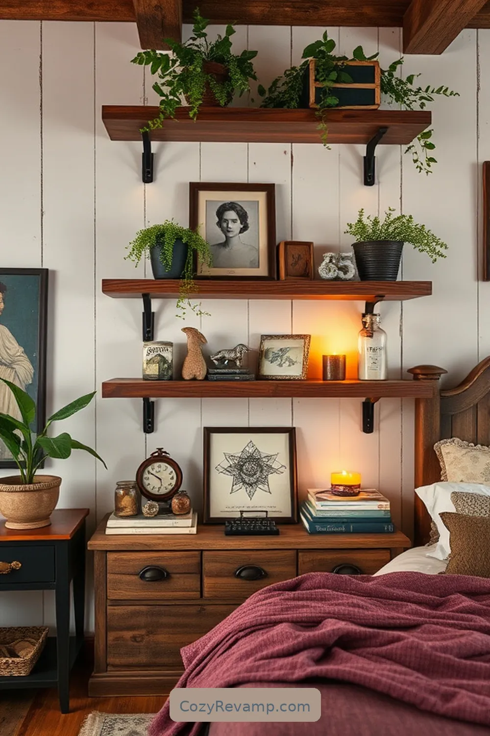 17 Stunning Ideas for a Rustic Bedroom With Recycled Wood Material 7 Reclaimed Wood Shelving for 17 Stunning Ideas for a Rustic Bedroom With Recycled Wood Material