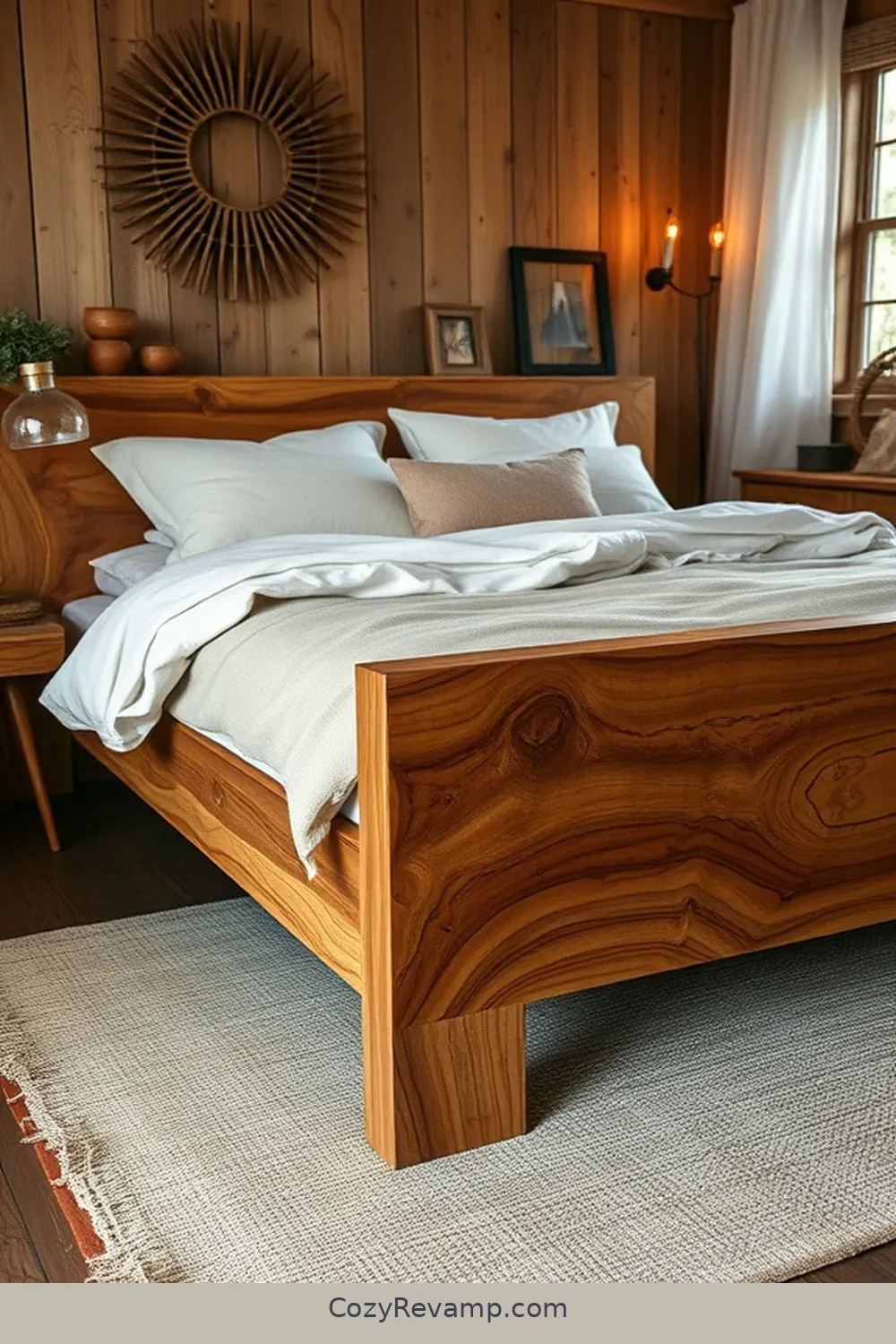 17 Stunning Ideas for a Rustic Bedroom With Recycled Wood Material 5 Upcycled Wood Bed Frame for 17 Stunning Ideas for a Rustic Bedroom With Recycled Wood Material