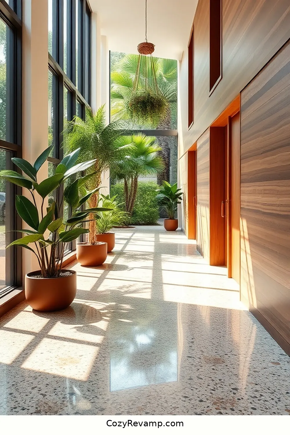 17 Stunning Mid-Century Modern Hallways With Reclaimed Materials 13 Classic Terrazzo With a Twist for 17 Stunning Mid-Century Modern Hallways With Reclaimed Materials