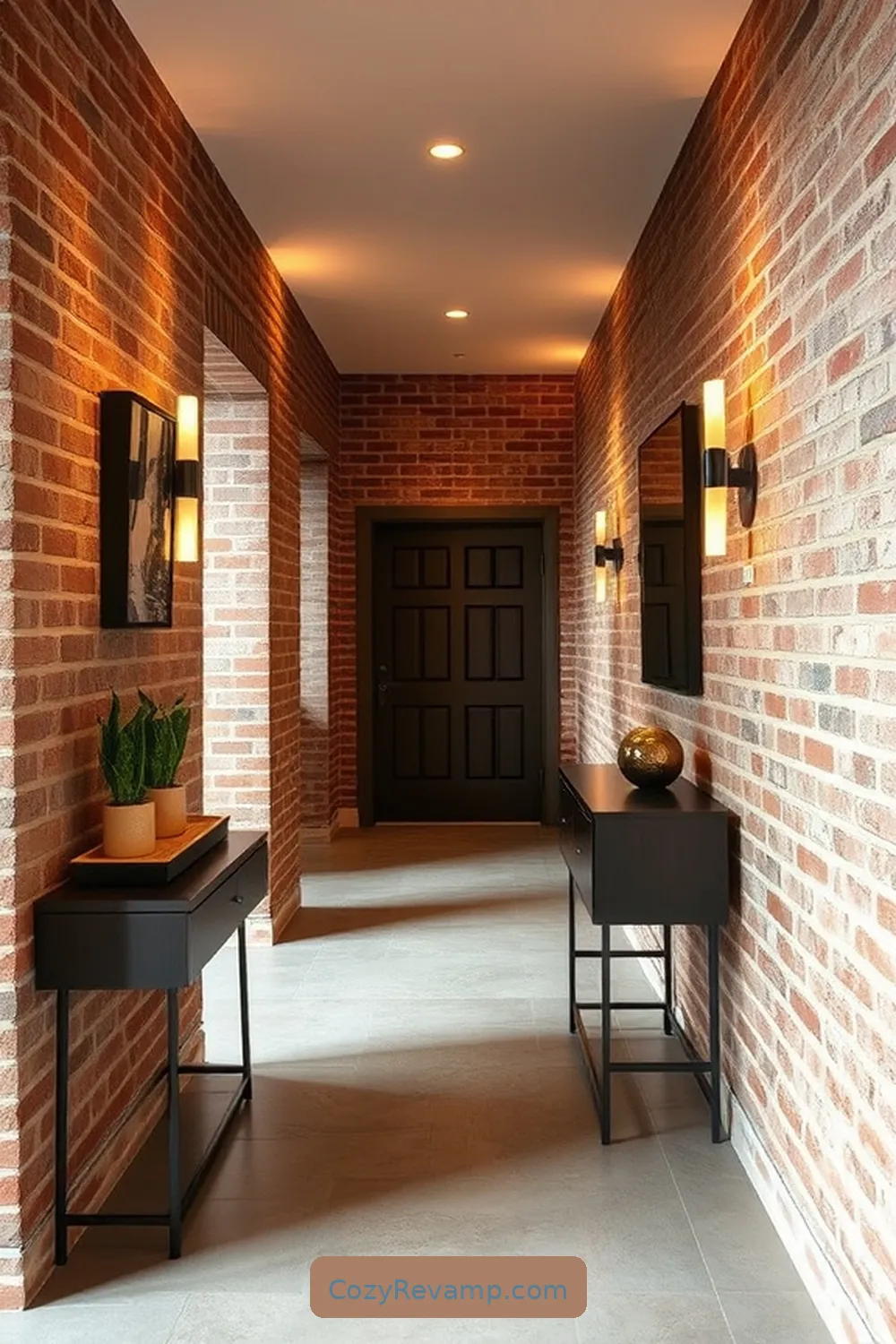 17 Stunning Mid-Century Modern Hallways With Reclaimed Materials 3 Reclaimed Brick Accents for 17 Stunning Mid-Century Modern Hallways With Reclaimed Materials