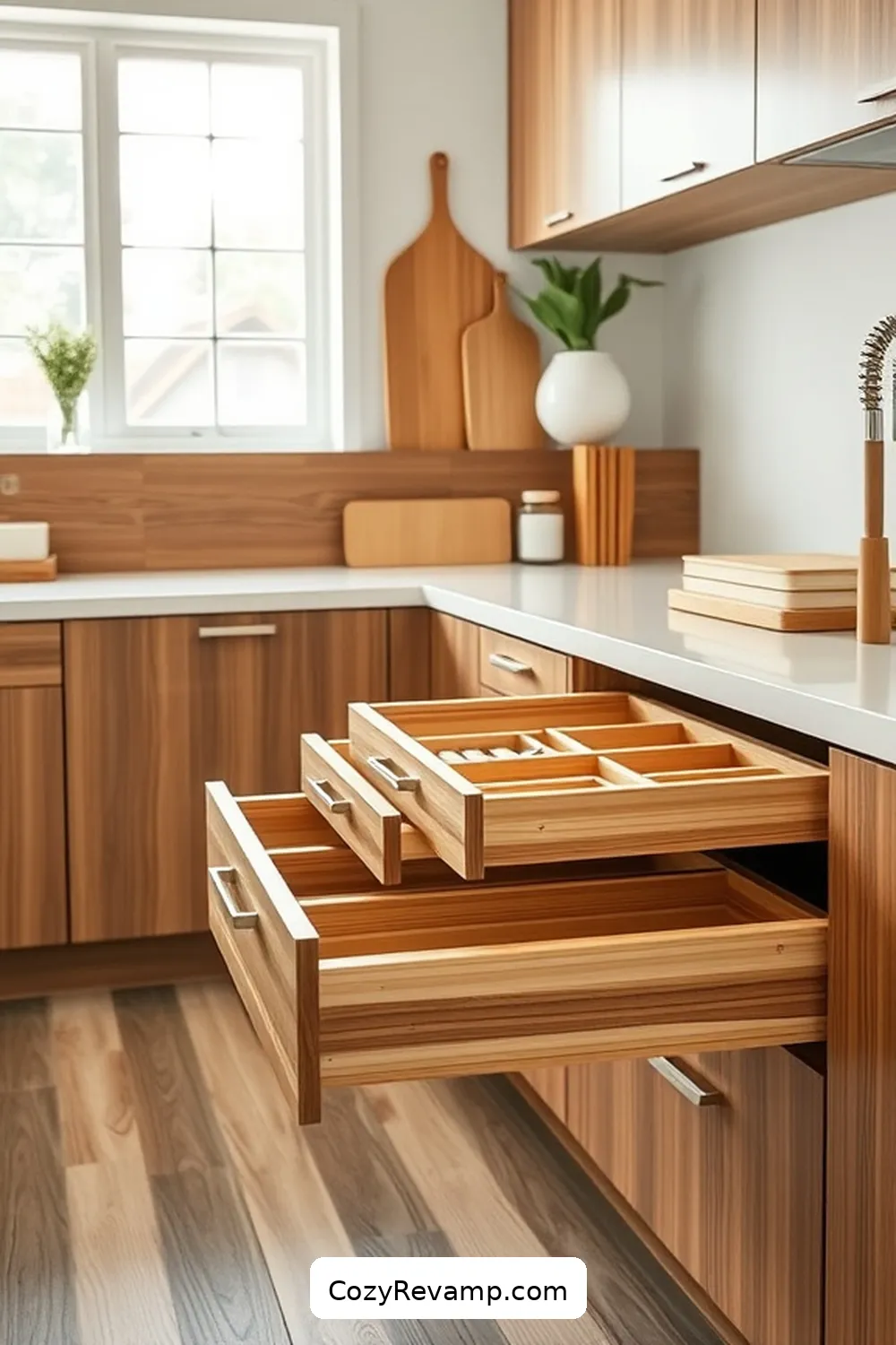 17 Stunning Mid-Century Modern Kitchen Ideas Featuring Bamboo Material 15 Custom Bamboo Drawer Organizers for 17 Stunning Mid-Century Modern Kitchen Ideas Featuring Bamboo Material