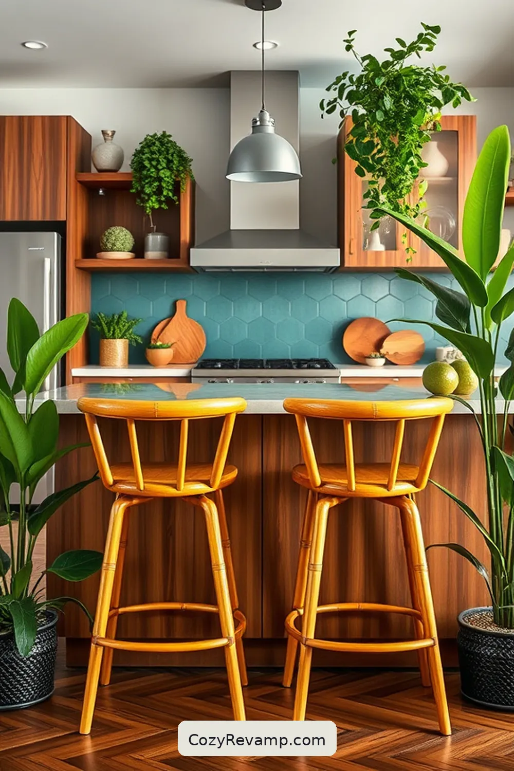 17 Stunning Mid-Century Modern Kitchen Ideas Featuring Bamboo Material 5 Retro-Inspired Bamboo Bar Stools for 17 Stunning Mid-Century Modern Kitchen Ideas Featuring Bamboo Material