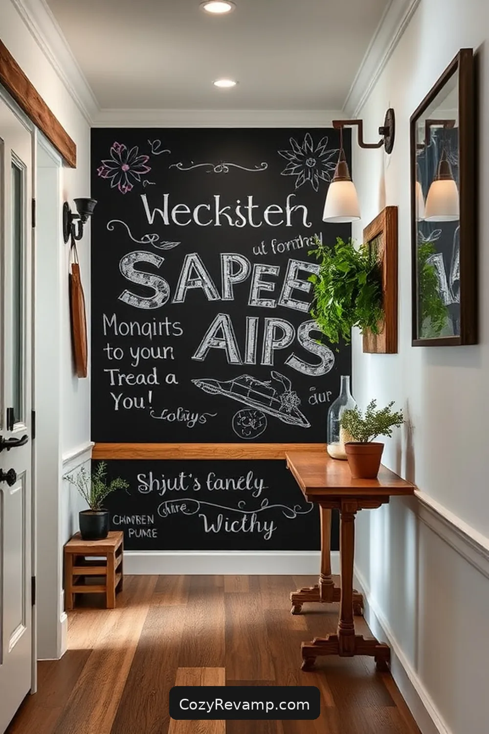 Chalkboard Wall for Interactive Decor for 17 Stunning Modern Farmhouse Hallway Ideas With Reclaimed Materials