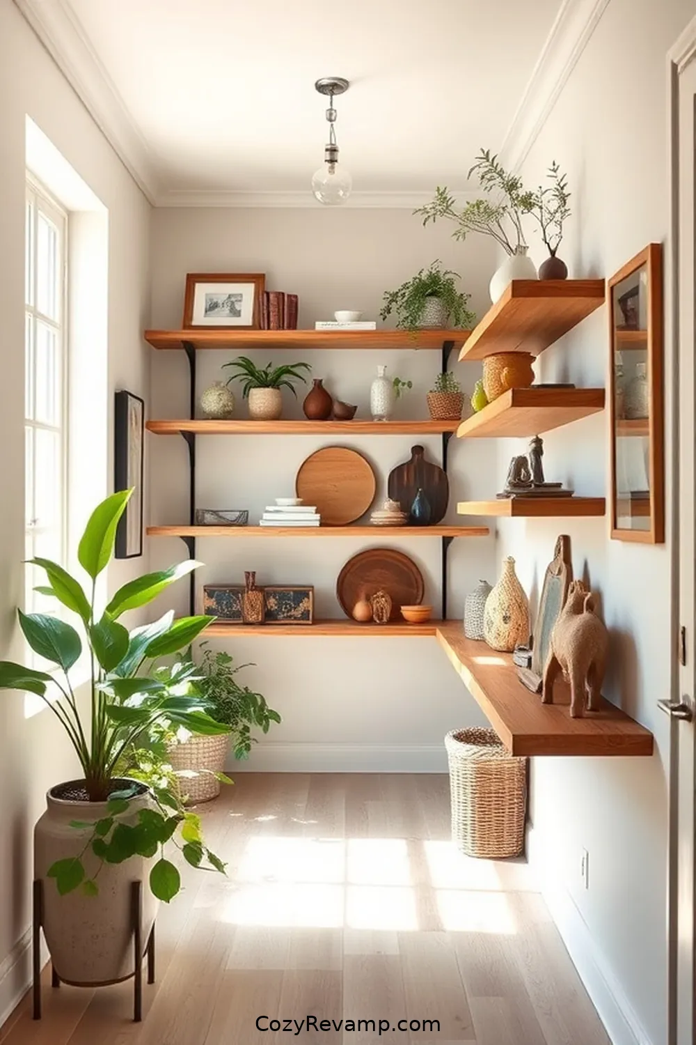 DIY Shelving From Salvaged Materials for 17 Stunning Modern Farmhouse Hallway Ideas With Reclaimed Materials