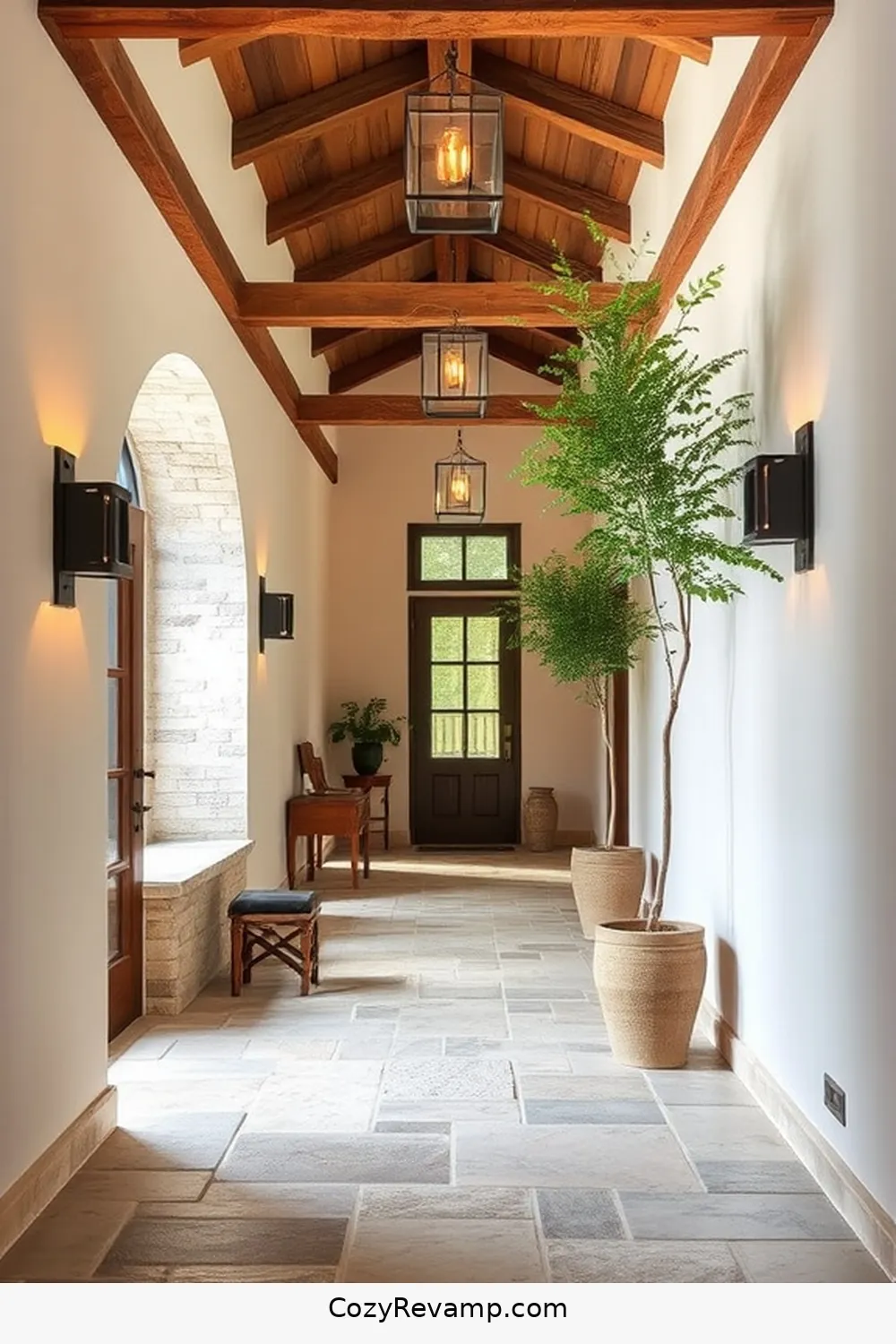Reclaimed Stone Flooring for a Timeless Look for 17 Stunning Modern Farmhouse Hallway Ideas With Reclaimed Materials