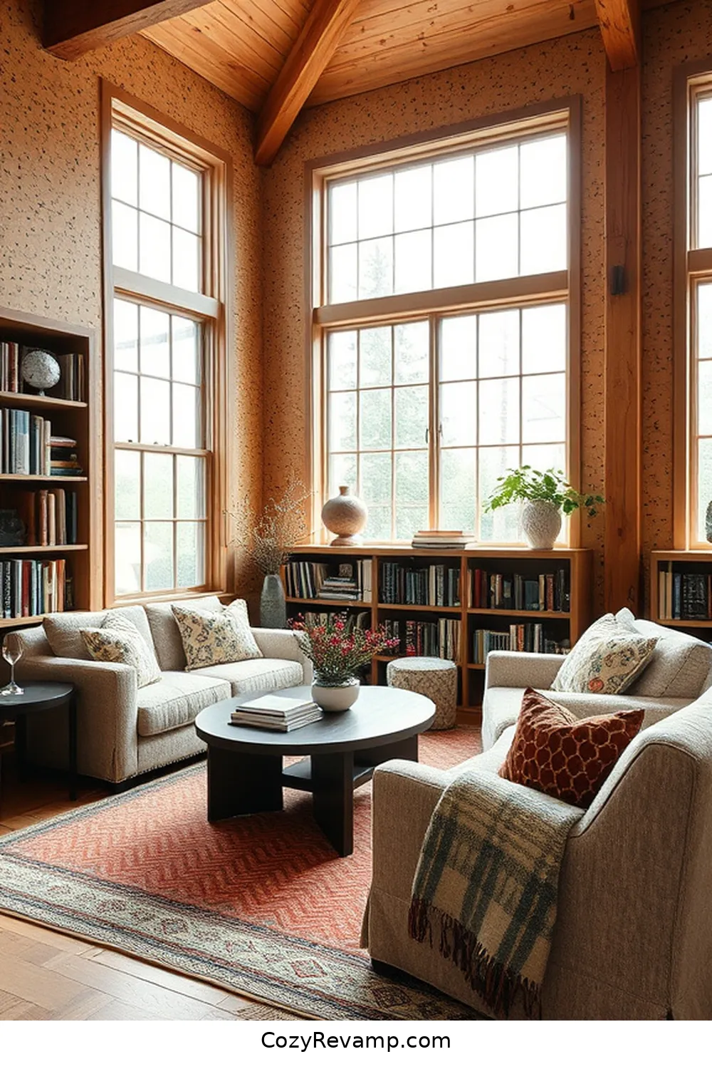17 Stunning Modern Farmhouse Library Ideas With Cork Material 18 Layered Textures With Cork and Fabrics for 17 Stunning Modern Farmhouse Library Ideas With Cork Material