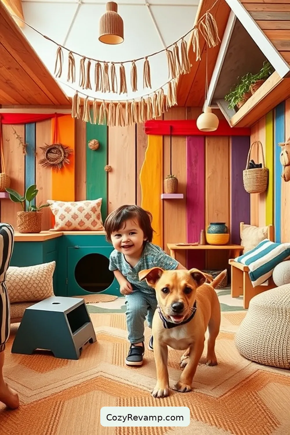 Craft a Play Area With Recycled Materials for 17 Tips for a Mid-Century Modern Nursery Using Recycled Wood Materials