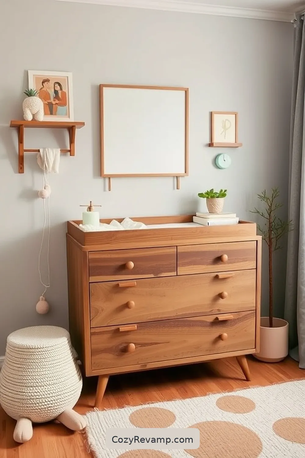 Use Salvaged Wood for a Changing Table for 17 Tips for a Mid-Century Modern Nursery Using Recycled Wood Materials