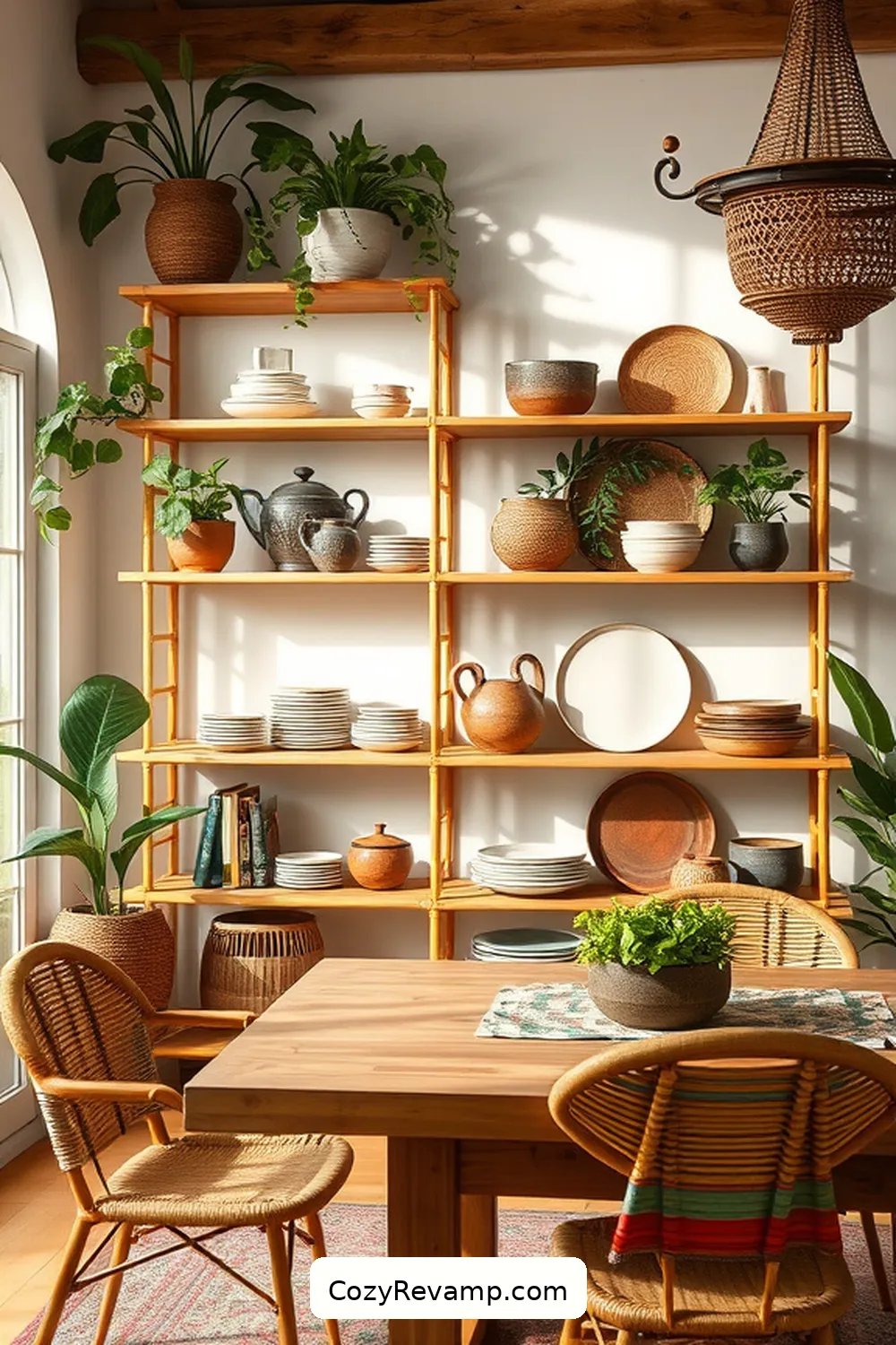 17 Ways to Create a Bohemian Dining Room Using Bamboo Material 12 Create Bamboo Shelving Units for 17 Ways to Create a Bohemian Dining Room Using Bamboo Material