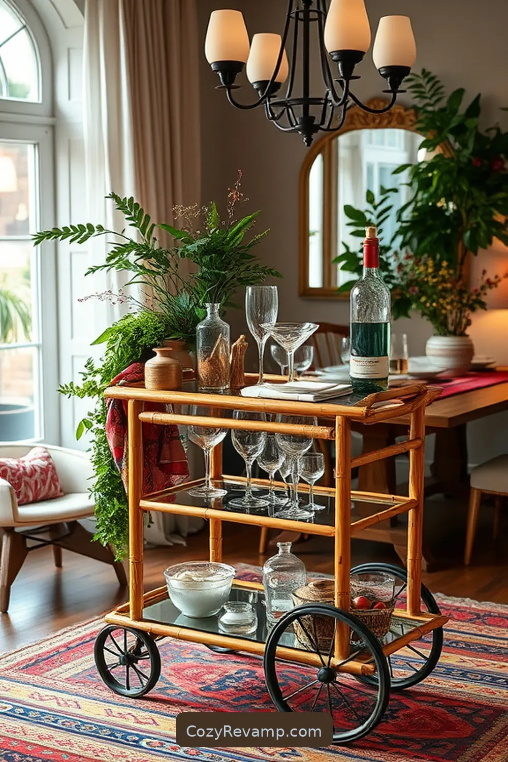 17 Ways to Create a Bohemian Dining Room Using Bamboo Material 17 Create a Bamboo Bar Cart for 17 Ways to Create a Bohemian Dining Room Using Bamboo Material