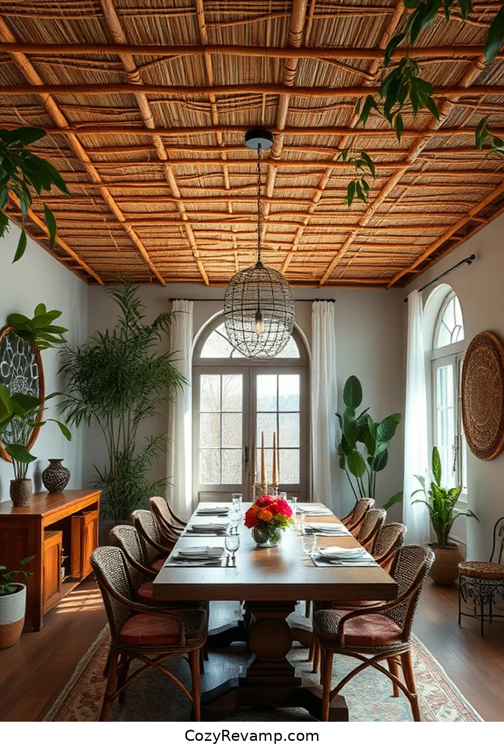 17 Ways to Create a Bohemian Dining Room Using Bamboo Material 5 Create a Bamboo Ceiling Feature for 17 Ways to Create a Bohemian Dining Room Using Bamboo Material