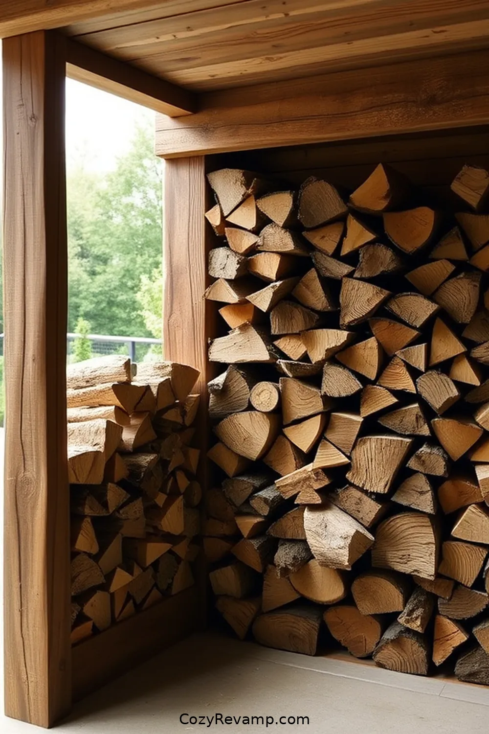 Build a Firewood Storage Area for 17 Ways to Create a Minimalist Garage With Recycled Wood Materials