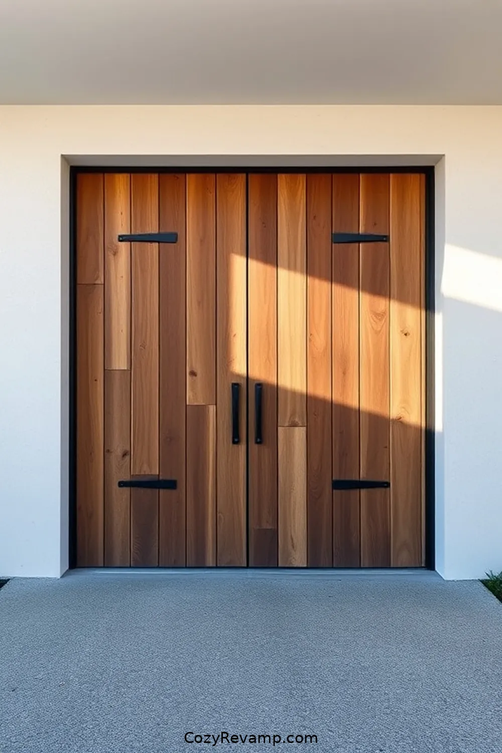 Build a Minimalist Wooden Door for Your Garage for 17 Ways to Create a Minimalist Garage With Recycled Wood Materials