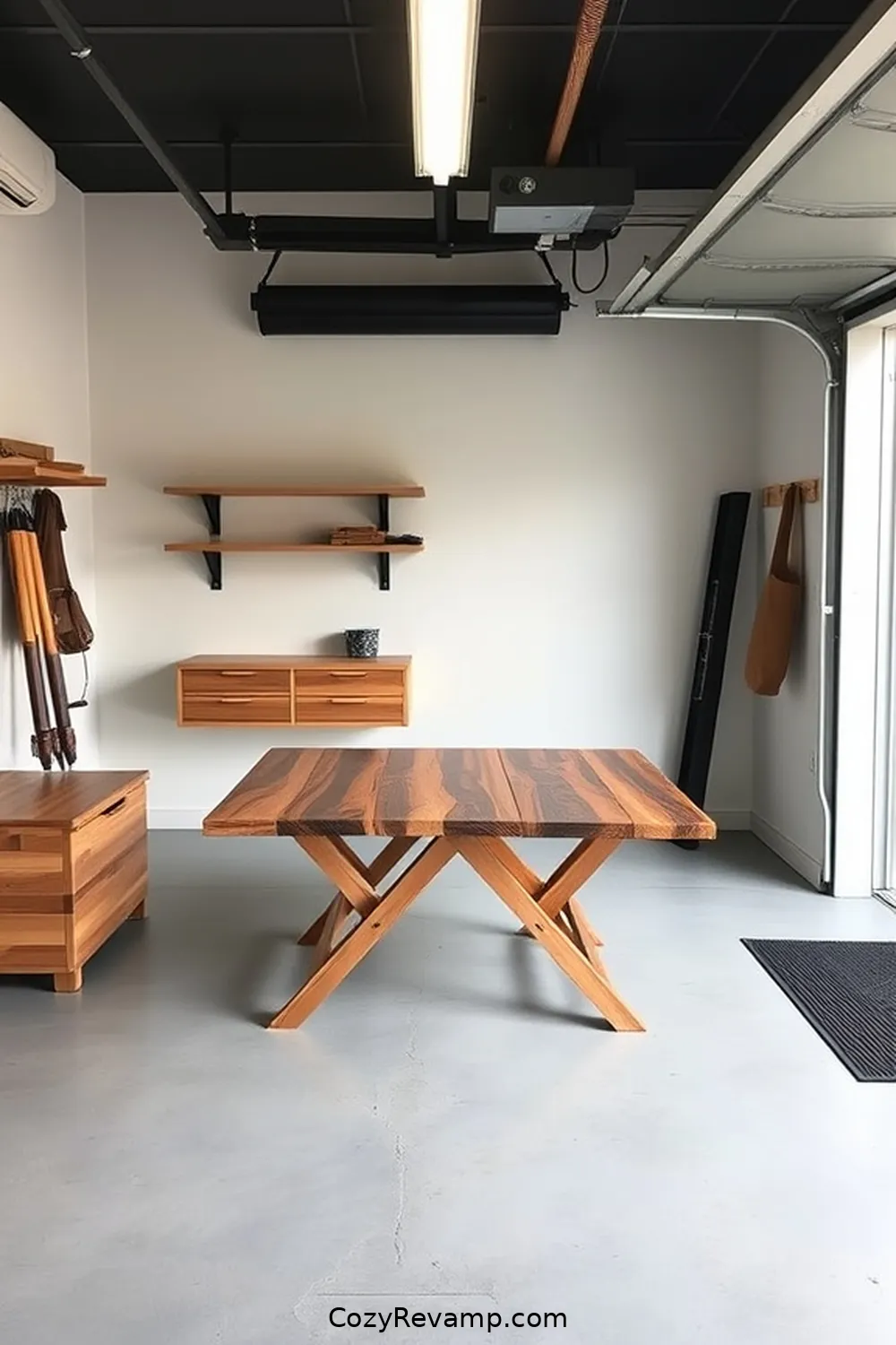 Create a Folding Table for Extra Workspace for 17 Ways to Create a Minimalist Garage With Recycled Wood Materials