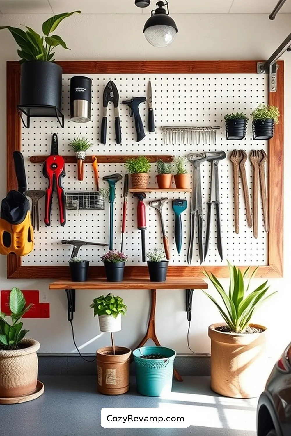 Design a Customizable Pegboard With Wood Frames for 17 Ways to Create a Minimalist Garage With Recycled Wood Materials