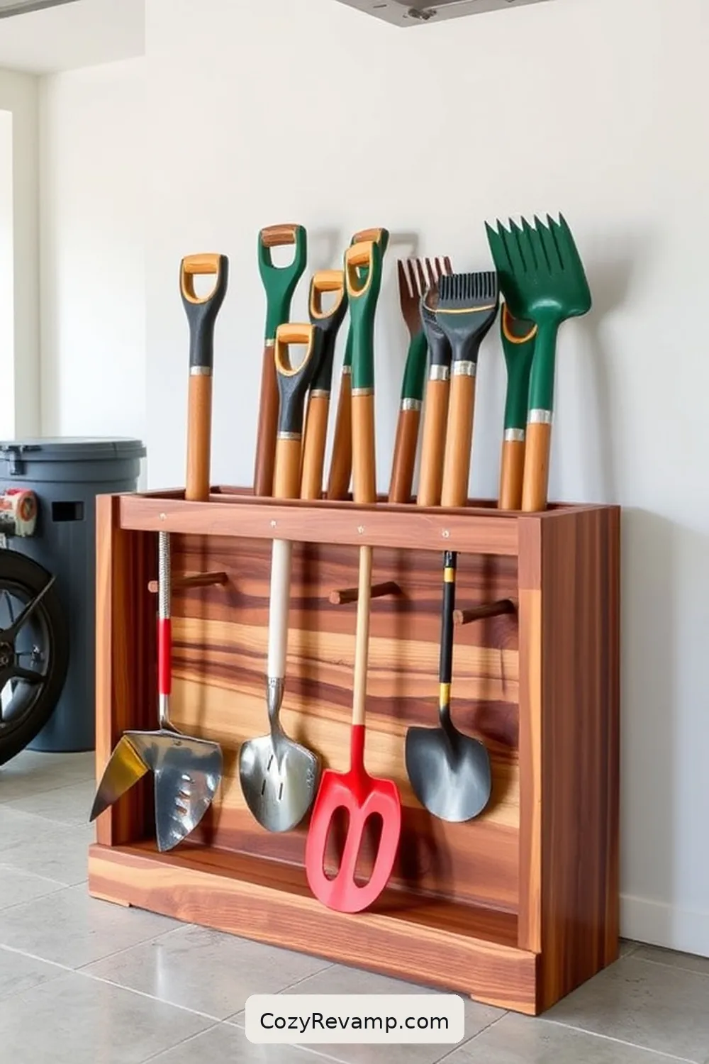 Design a Garden Tool Organizer for 17 Ways to Create a Minimalist Garage With Recycled Wood Materials