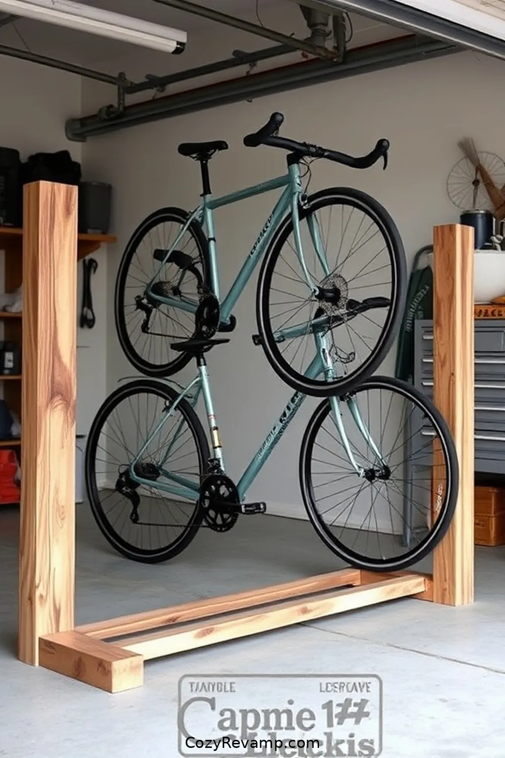 Make a Bicycle Rack From Old Wooden Planks for 17 Ways to Create a Minimalist Garage With Recycled Wood Materials