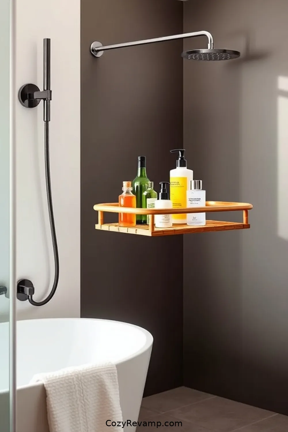 17 Ways to Use Bamboo Material in Your Mid-Century Modern Bathroom 8 Bamboo Shower Caddies for 17 Ways to Use Bamboo Material in Your Mid-Century Modern Bathroom