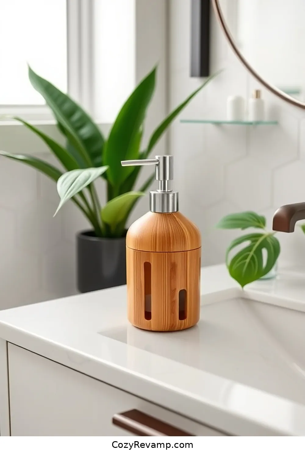 17 Ways to Use Bamboo Material in Your Mid-Century Modern Bathroom 12 Bamboo Soap Dispensers for 17 Ways to Use Bamboo Material in Your Mid-Century Modern Bathroom