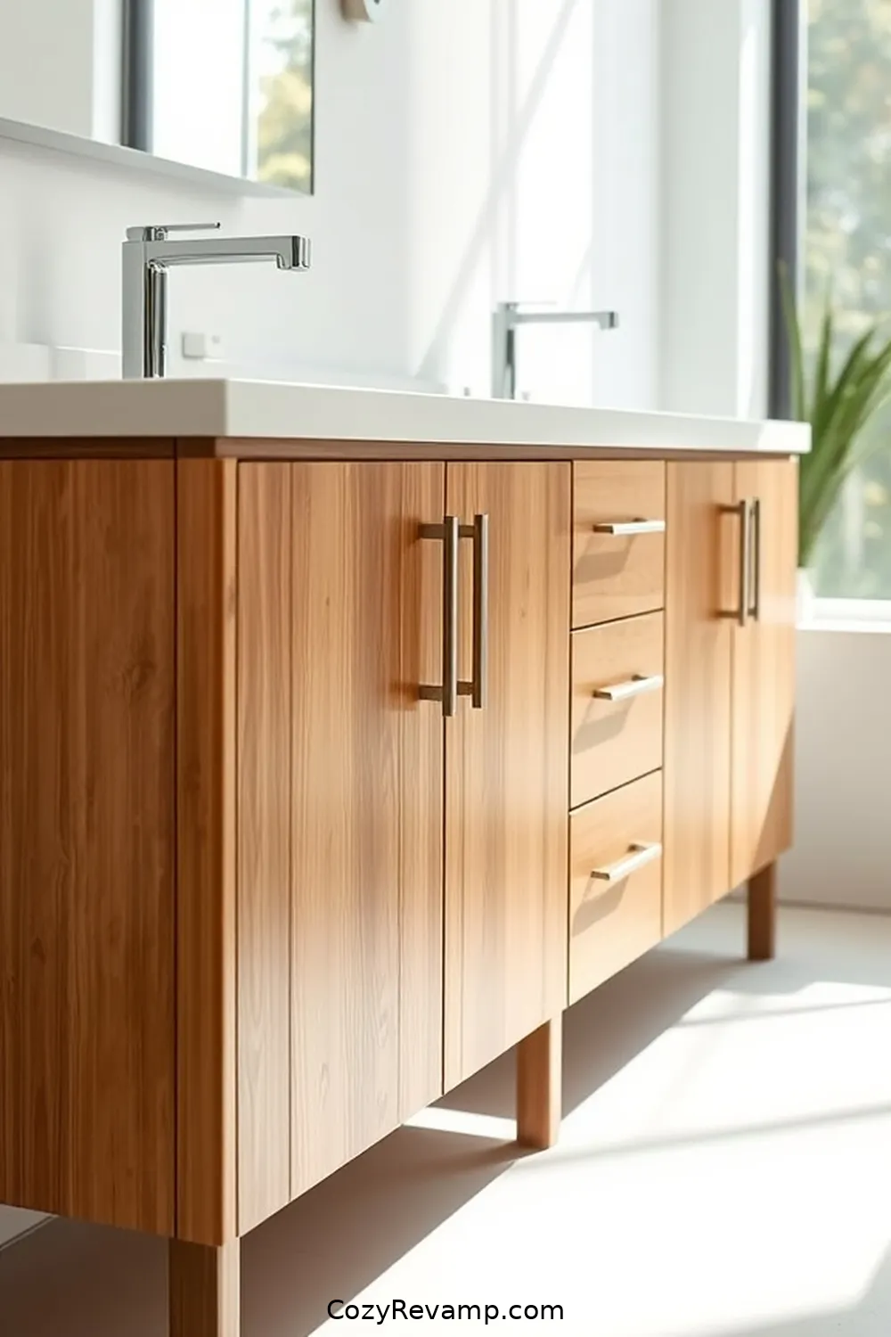 17 Ways to Use Bamboo Material in Your Mid-Century Modern Bathroom 2 Bamboo Vanity Cabinets for 17 Ways to Use Bamboo Material in Your Mid-Century Modern Bathroom