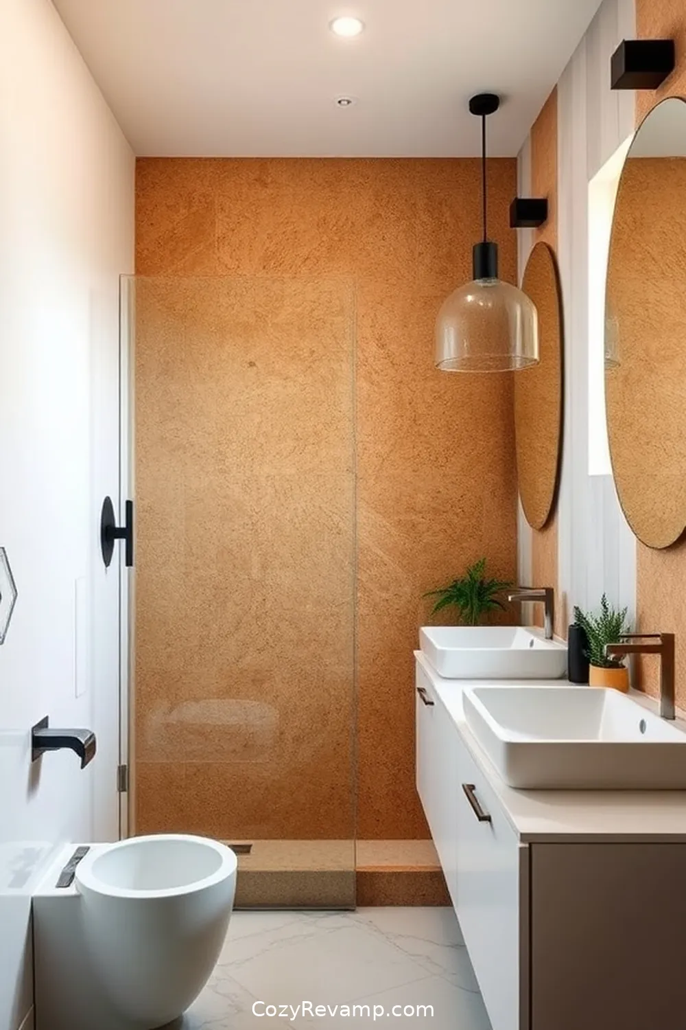 Cork Backsplash for a Modern Look for 17 Ways to Use Cork Material in Your Mid-Century Modern Bathroom