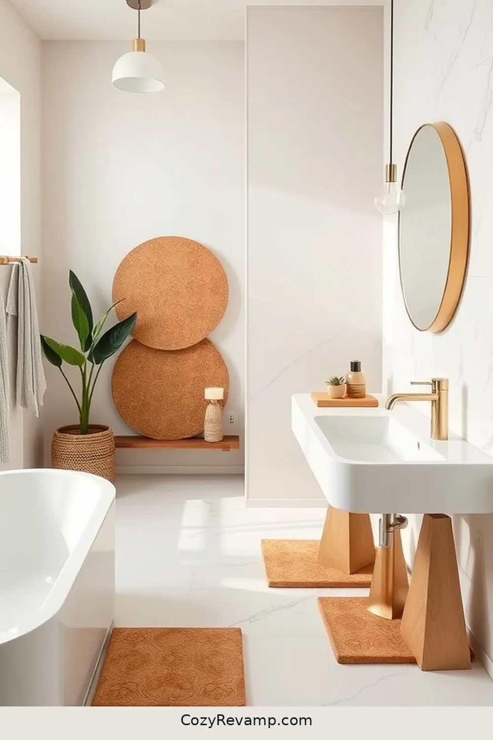 Cork Coasters for a Decorative Touch for 17 Ways to Use Cork Material in Your Mid-Century Modern Bathroom