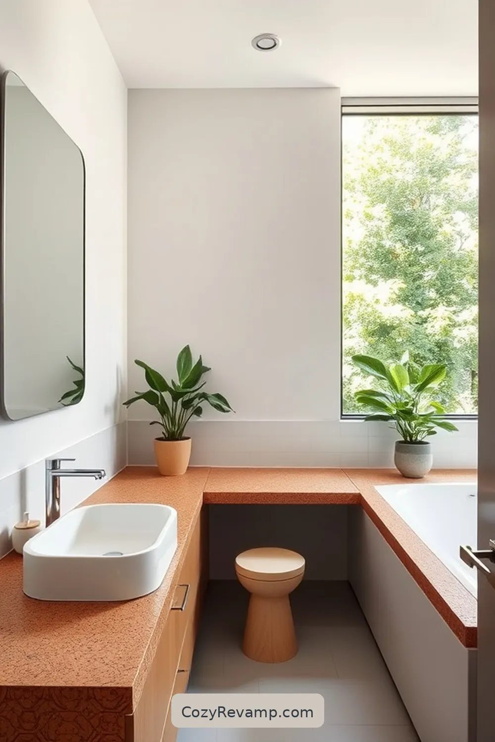 Cork Countertops for a Unique Surface for 17 Ways to Use Cork Material in Your Mid-Century Modern Bathroom