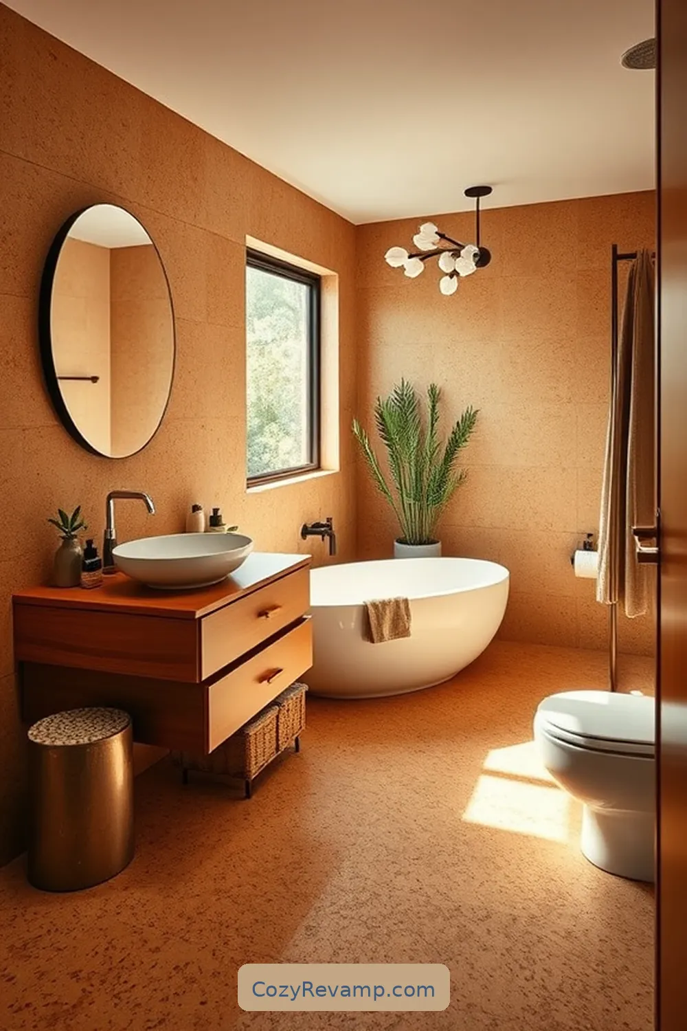 Cork Flooring for a Warm Base for 17 Ways to Use Cork Material in Your Mid-Century Modern Bathroom