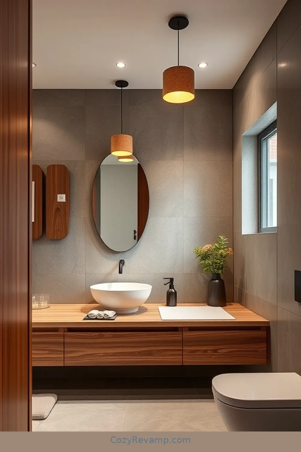 Cork Lighting Fixtures for a Soft Glow for 17 Ways to Use Cork Material in Your Mid-Century Modern Bathroom