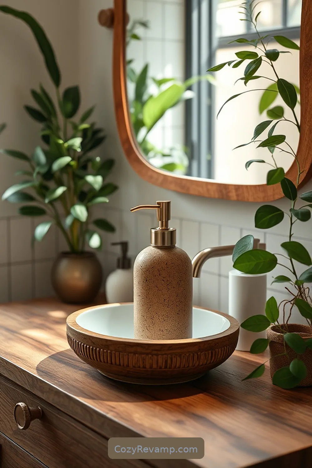 Cork Soap Dispensers for a Rustic Feel for 17 Ways to Use Cork Material in Your Mid-Century Modern Bathroom