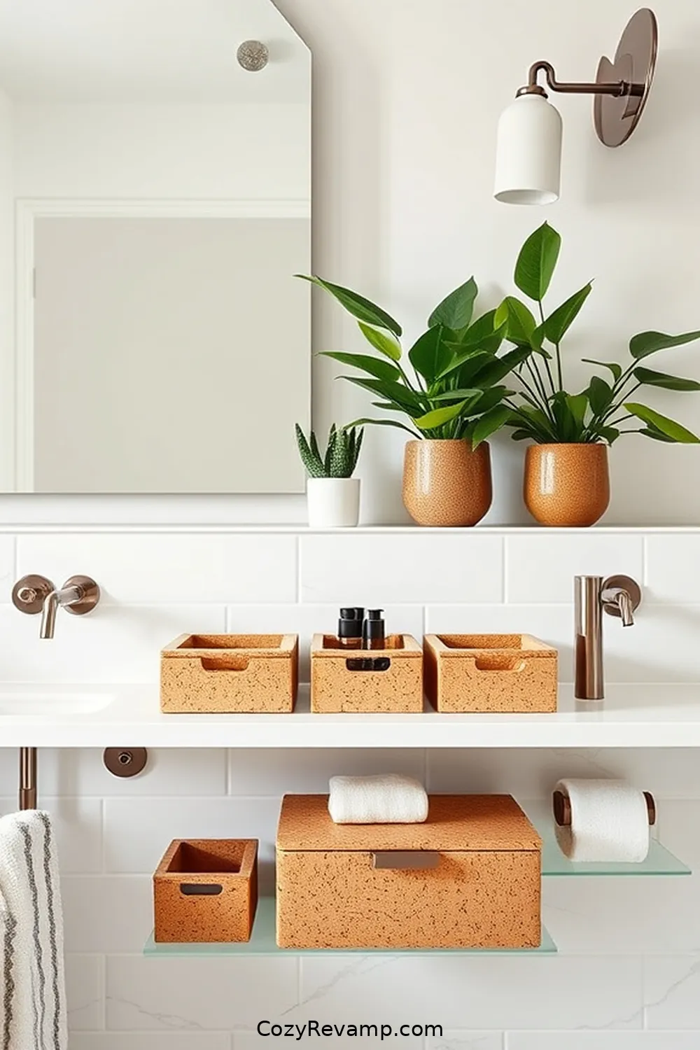 Cork Storage Boxes for Organization for 17 Ways to Use Cork Material in Your Mid-Century Modern Bathroom